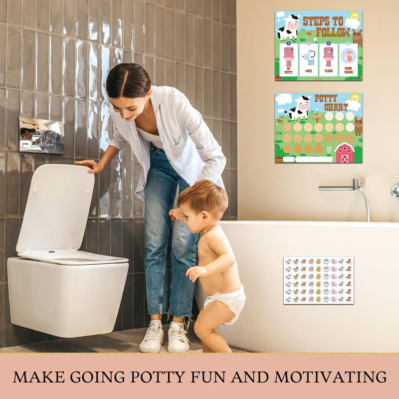 TIRYWT Farm Animals Potty Training Sticker Chart, 10 Potty Charts with 216 Round Stickers & 1 Instruction Sheet, Potty Reward Sticker Chart for Toddlers Boys Girls - A14 - Image 4